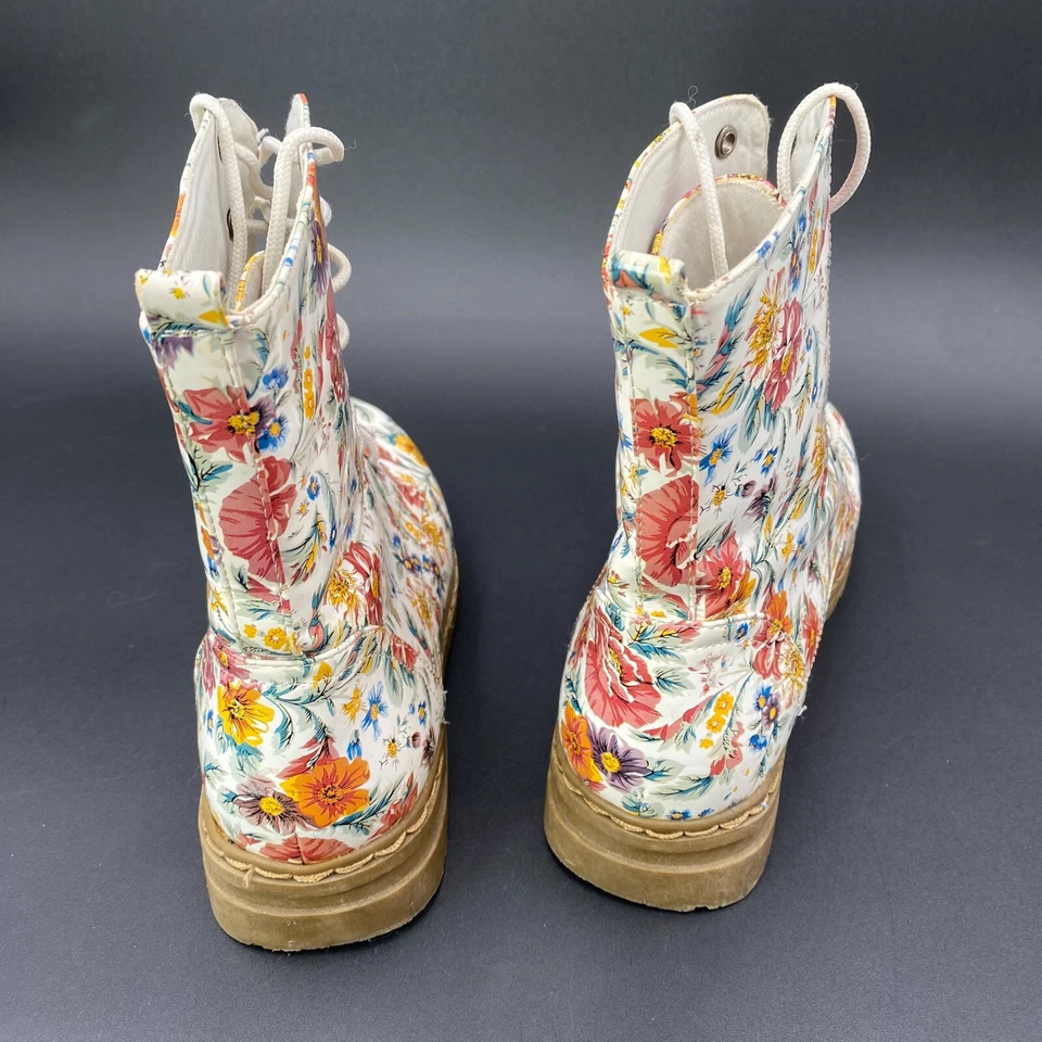 Botas Nature Breeze Goma Floral 7.5 Mujer Lluvia Punk Informales Retro Geniales Cordones Foto 4 de 4
