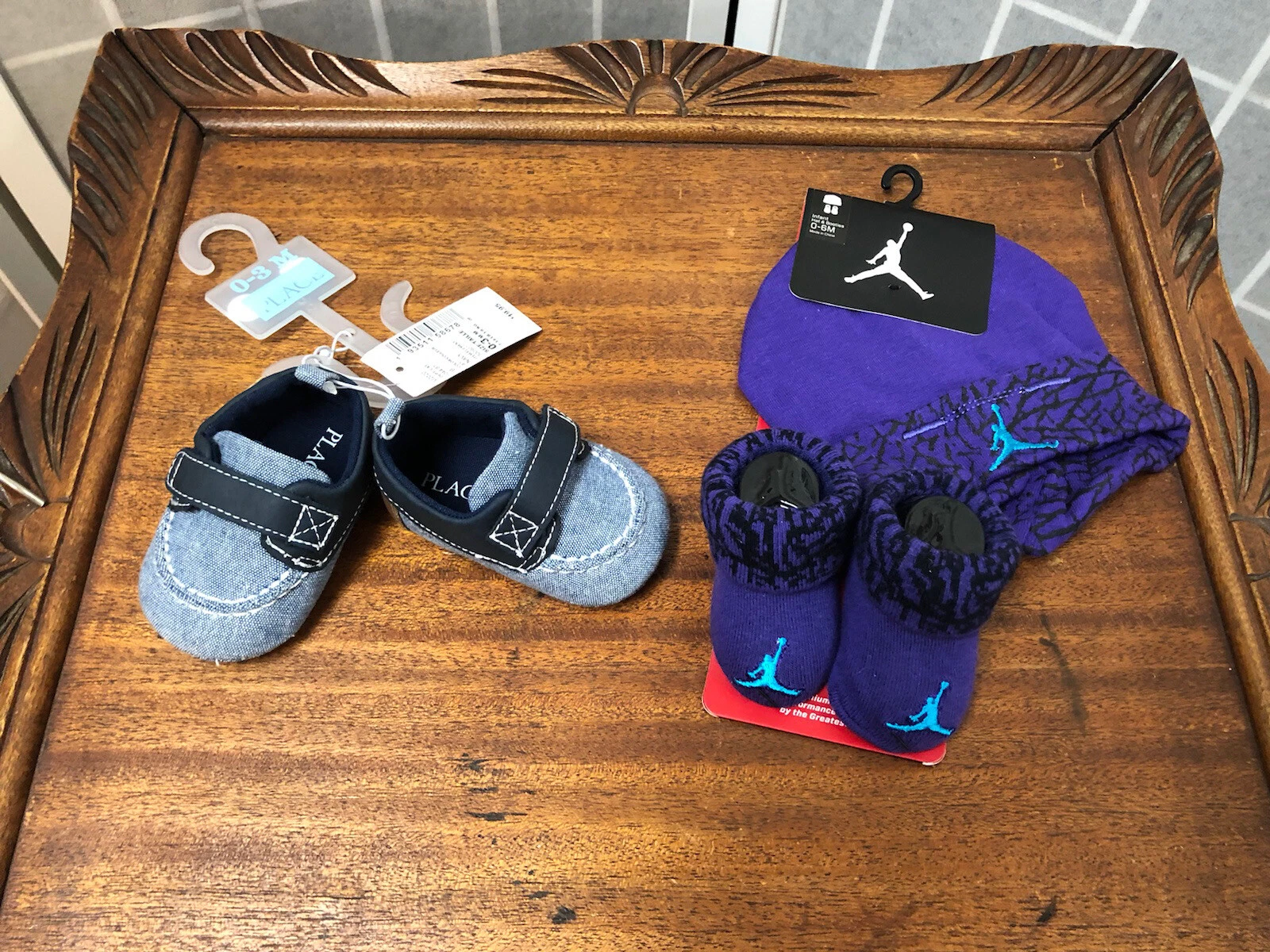 Nike/Place, Baby Girl,Set,Socks /hat And Shoes, Blue, New With Tags, Size0-3M.: