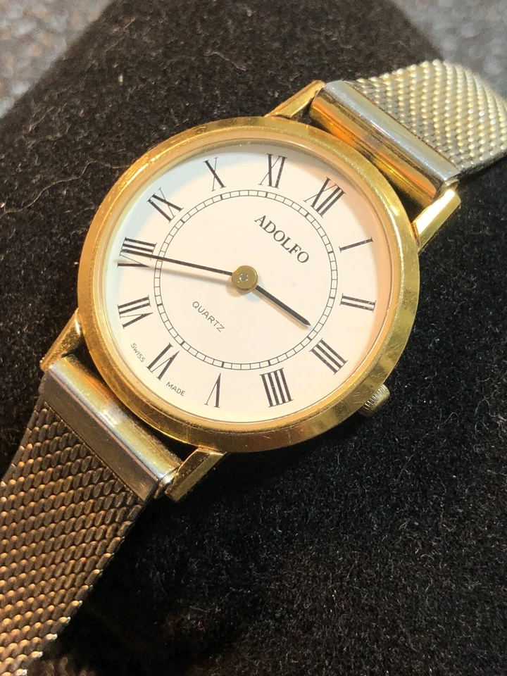 Reloj pulsera Adolfo suizo vintage para mujer chapado en oro para mujer reparación/piezas Foto 2 de 4