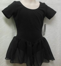 BLOCH BLACK SHORT SLEEVE BALLET DANCE DRESS FULLY FRONT LINED CL5342 Tiffany