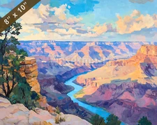 Grand Canyon with river view oil painting 8x10 Print