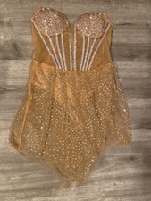 Fashion Nova Wish Embellished Mini Dress Nude Size XL Rhinestone Sequin NWT