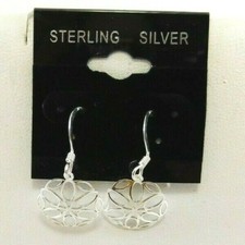 925 Sterling Silver Flower Filigree Dangle Earrings LW0094