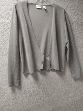 Chicos Travelers Open Front Bolero Jacket Womens Size 2 Large/12 Gray Sparkle