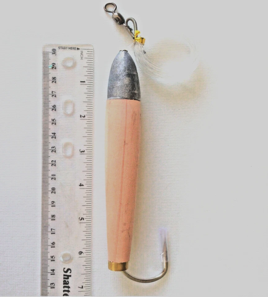 GO2FISH_TACKLE2010 6" Rigged Cedar Plugs Natural Tuna Trolling Saltwater Fishing Lure 10/0 Hook