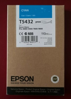 09-2019 NIB Genuine Epson 110ml Ink T5432 (Cyan) Stylus Pro 4000/4400 ...