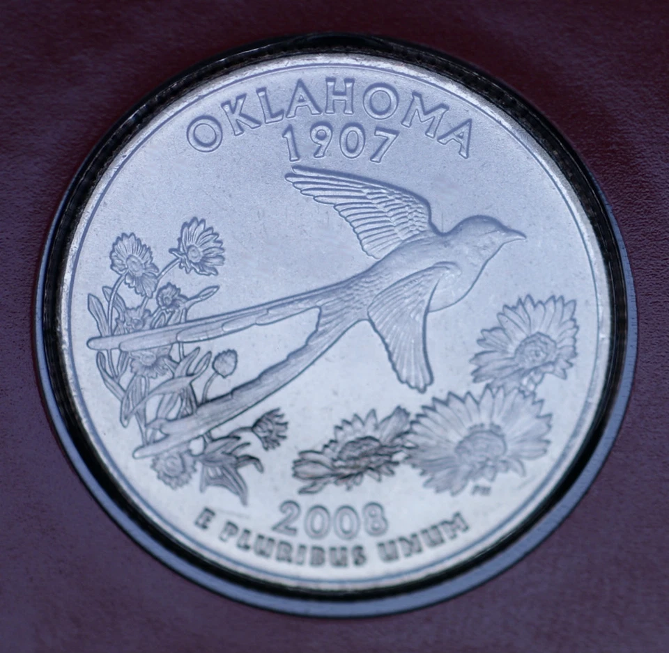 2008 P+D Oklahoma Quarters ~ Satin Mint Strikes ~ In Mint Wrap from Mint Set - Image 3 of 3