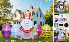 Easter Inflatables Outdoor Decorations, 7 FT Long Easter Bunny with Eggs,