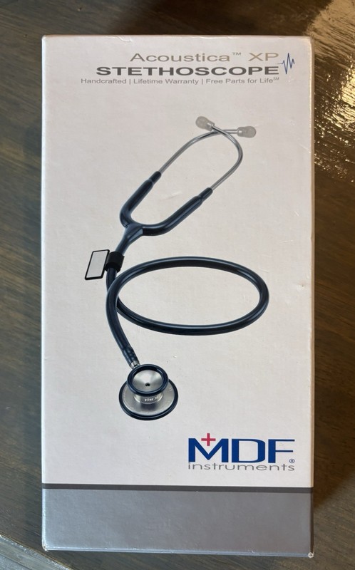 MDF Acoustica Lightweight Stethoscope ~ Adult Dual Head Black MDF747XPBO   D1