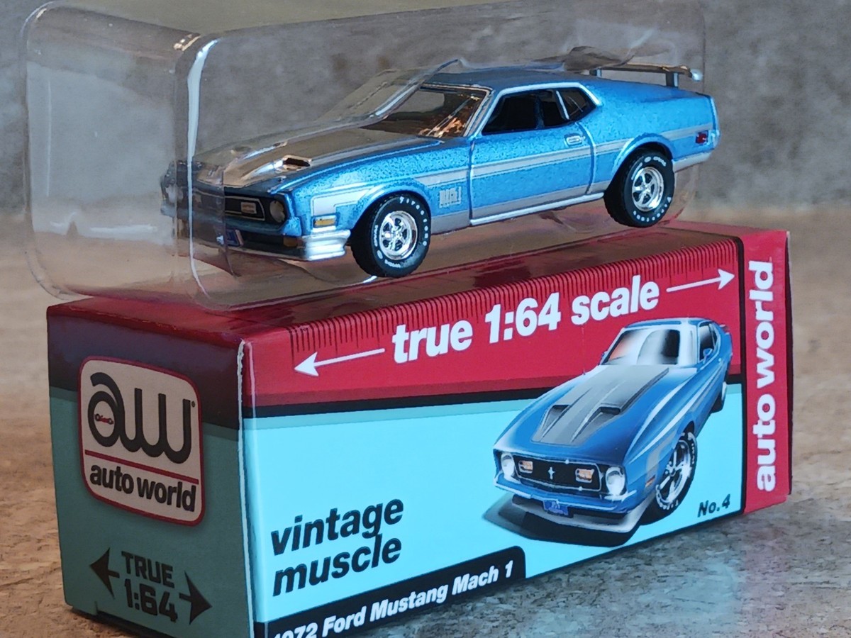 AUTO WORLD 1/64, 1972 Ford Mustang Mach 1 Blue - Loose w/Box! | eBay