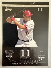 2007 Topps Moments & Milestones - Ryan Zimmerman Black  - 176 Hits #11 /29