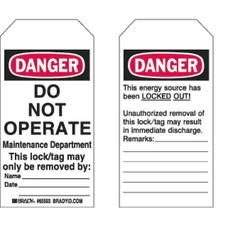 Brady 65441 Danger Tag, Danger, Cardstock, 3 In Width, 5 3/4 In Height, Write