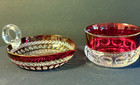 2 Cranberry Red Cut to Clear Candy Dishes brilliant Cut One Pour Lipped dish — photo 5