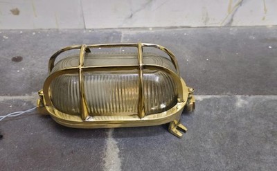 Vintage Brass Bulkhead Wall or Ceiling Light Fixture Indoor/Outdoor Lighting