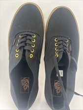 Vans Para hombres 11.5 Zapatos de Monopatín con Cordones Lona Todo Negro con Ojales Dorados Suela de Goma