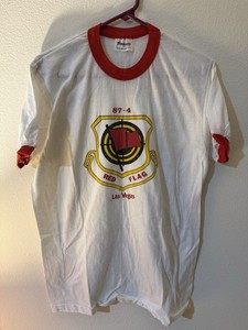 RED FLAG LAS VEGAS 87-4 STEDMAN  USA  RINGER T Shirt LARGE RETRO VINTAGE