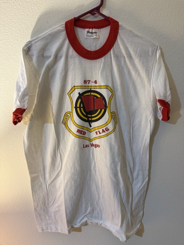 RED FLAG LAS VEGAS 87-4 STEDMAN  USA  RINGER T Shirt LARGE RETRO VINTAGE