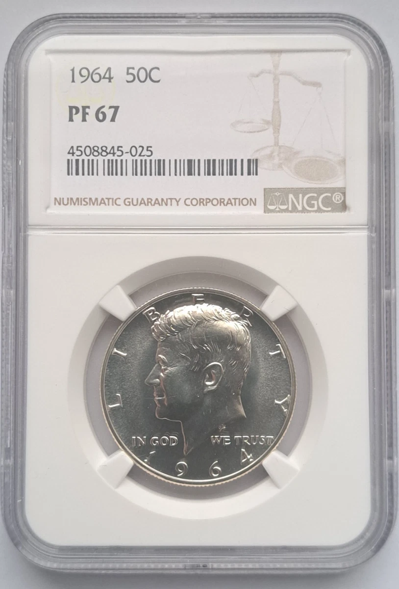1964 Kennedy Argento Mezzo Dollaro 50 C NGC PF 67 - Foto 5