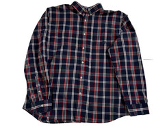 Chaps Ralph Lauren Men's XXL Plaid Button Down Shirt Red Navy White Long Sleeve