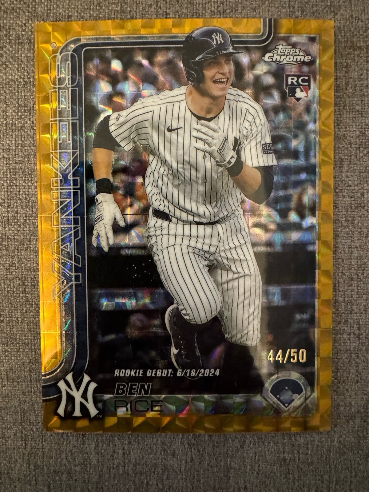 BEN RICE 2025 TOPPS CHROME UPDATE ROOKIE DEBUT GOLD GEOMETRIC RC /50