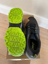 NEW ASICS Gel-Venture 8 BLACK/DIRECTOIRE BLUE Size 11.5 US 4E-Extra Wide 10.5 Uk