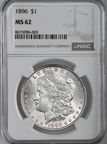 1896-P  $1  MORGAN SILVER DOLLAR  "PHILADELPHIA MINT"  NGC MS62 #8675096-065