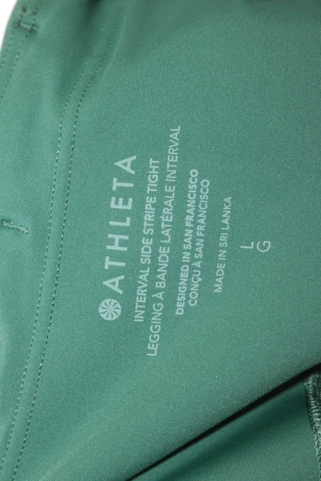 Leggings de mujer Athleta detalle a rayas cintura alta verde talla L Foto 4 de 4