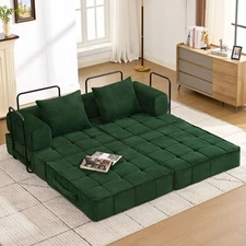 Convertible Sleeper Sofa Bed, 6-in-1 Corduroy Modular Foldable Floor Couch Set