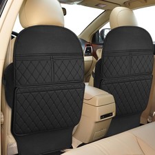 Seat Back Protector - Leather Kick Mat with Storage Pockets, Front  Back Sea...