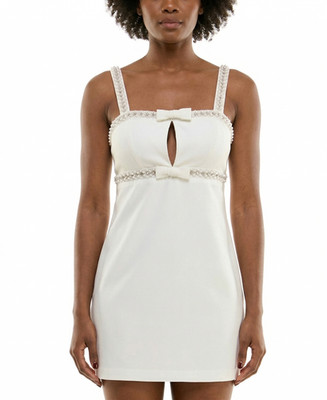 Seni & Cade Juniors' Size Large Ivory Embellished Bodycon Mini Dress