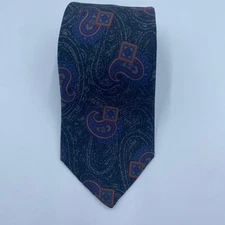 DAKS London NY 100% Silk Blue Paisley Tie