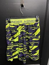 Boys Under Armour Basketball Shorts Purple/Yellow/Black - Size S