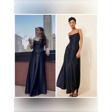 Anthropologie BHLDN Mare Mare Emmy Satin Corset Maxi Dress Blue Small Petite