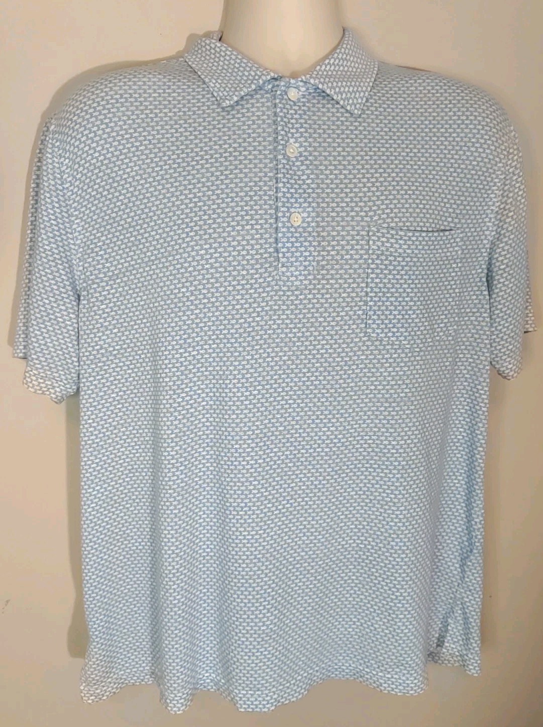 j mclaughlin Blue White Fish Theme Pattern Collar… - image 1