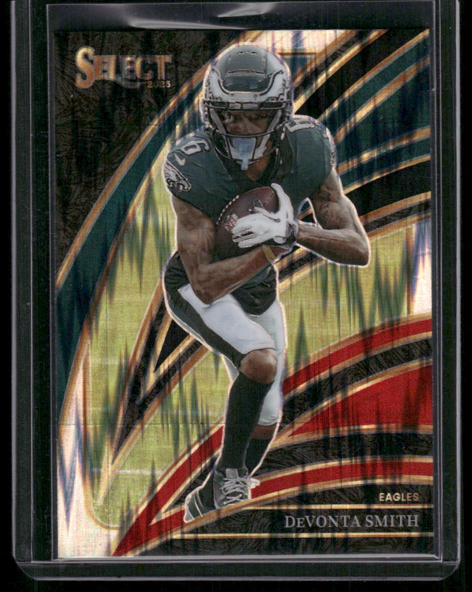 2025 Panini Select #290 DeVonta Smith Black and Red Prizm Shock