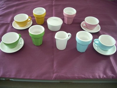IKEA DUKTIG 15 Piece Ceramic Mini Coffee Tea Demitasse Set Pastel