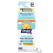 Orajel Baby Cooling Tablets for Teething Vitamin D Quick Dissolve 100 Tablets 