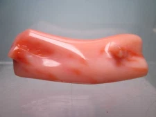 Genuine coral pink coral simple arabesque carving obi clasp 12.65g