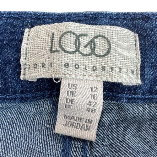LOGO Lori Goldstein Capri Jeans Size 12 Stretch Wide Leg Denim Blue Hippie A4 - Picture 6 of 8