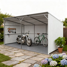 20'x12' Galvanized Steel Livestock Shed Building Farm Garden Shelter w/Skid Base