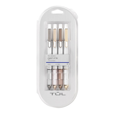 TUL Retractable Gel Pens Blue Pack of 4 Smooth Ink Comfortable Grip