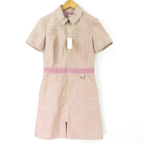 HERMÈS Abito HERMES rosa cotone con zip taglia 36 autentico (dal Giappone)