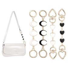 Bag Extender Chain, 4 Pcs Purse Strap Extenders Heart Moon Shape White/Brown
