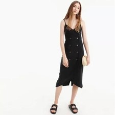 J Crew Silk Midi Dress Sz 6 Minimalist Double Breast Button Sundress Luxury
