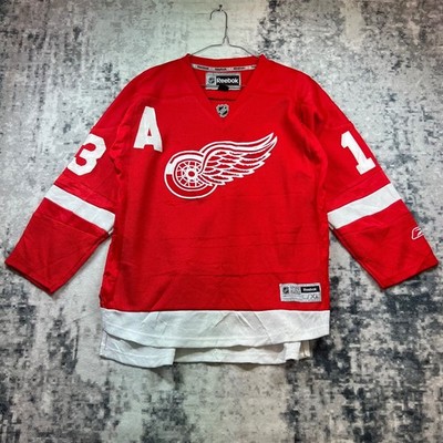 Reebok NHL Detroit Red Wings Jugend Kinder L/XL Hockey Trikot rot weiß