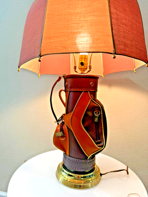 Vintage MCM Dura Bag Golf Club Bag Lamp Umbrella Shade • Golf Ball