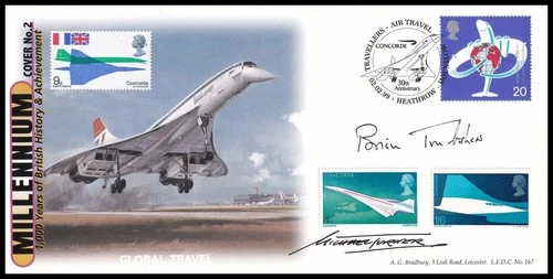 BRIAN TRUBSHAW & MICHAEL TURNER Signed 1999 GB Travellers Tale Bradbury FDC