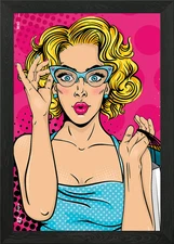 Pop Art Woman with Shopping Bags Framed Wall Art Poster Canvas Print Picture
