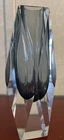 Vintage Smoke Grey Glass Mandruzzato Murano Sommerso Faceted MCM Vase 8”