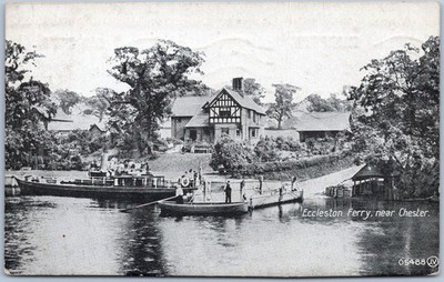 Chester Cheshire Eccleston Fähre Vintage Postkarte Fluss England Dee